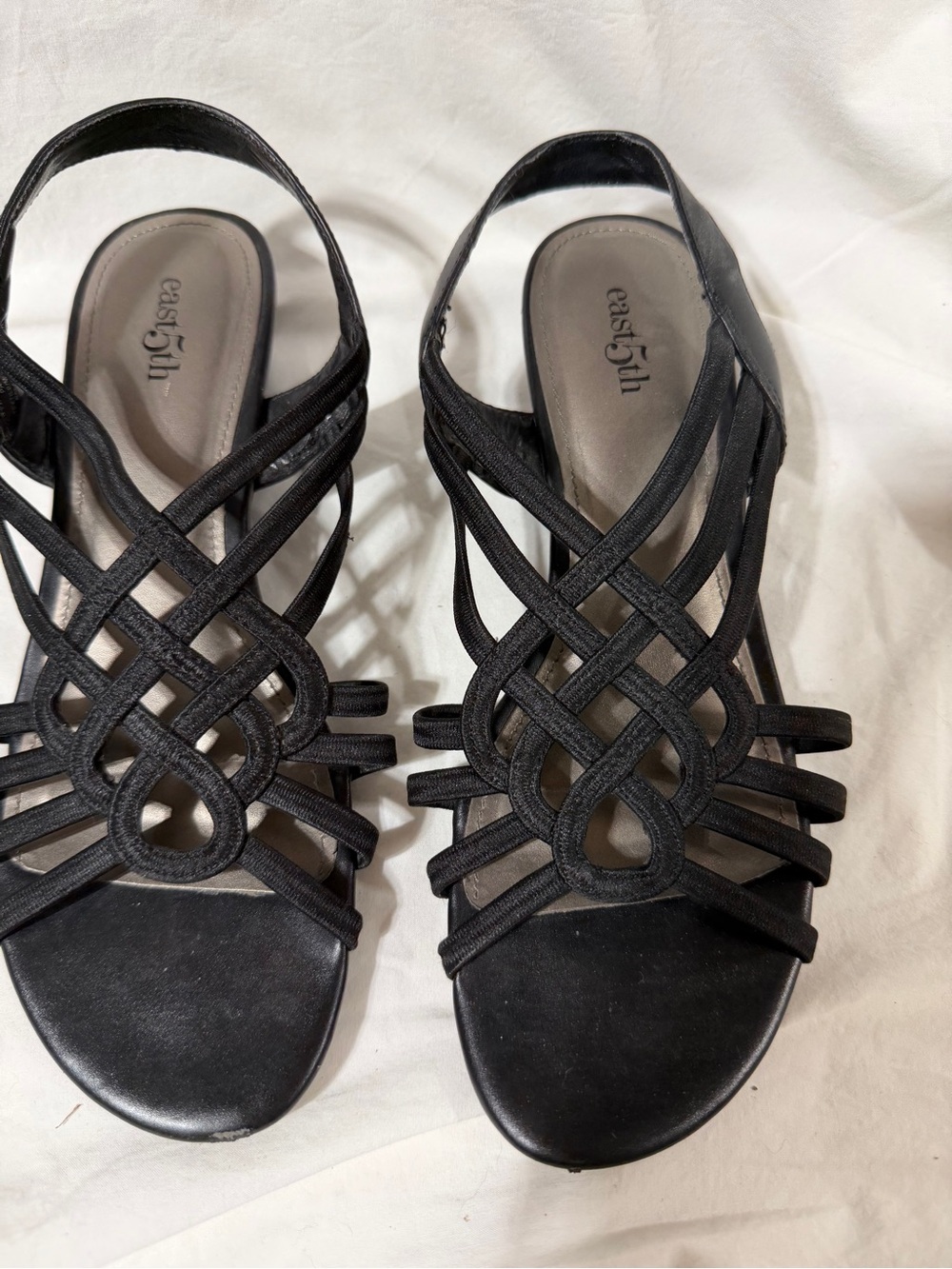 Easy Spirit Black Woven Strappy Slingback Sandals